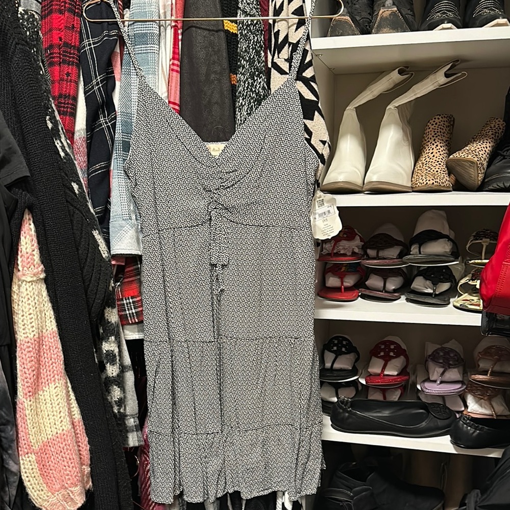 Altar'd State Black and White Ruched Mini Sundress
